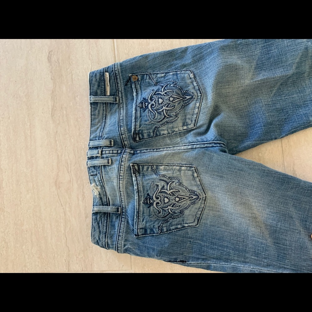 Light wash jeans, flare ankle